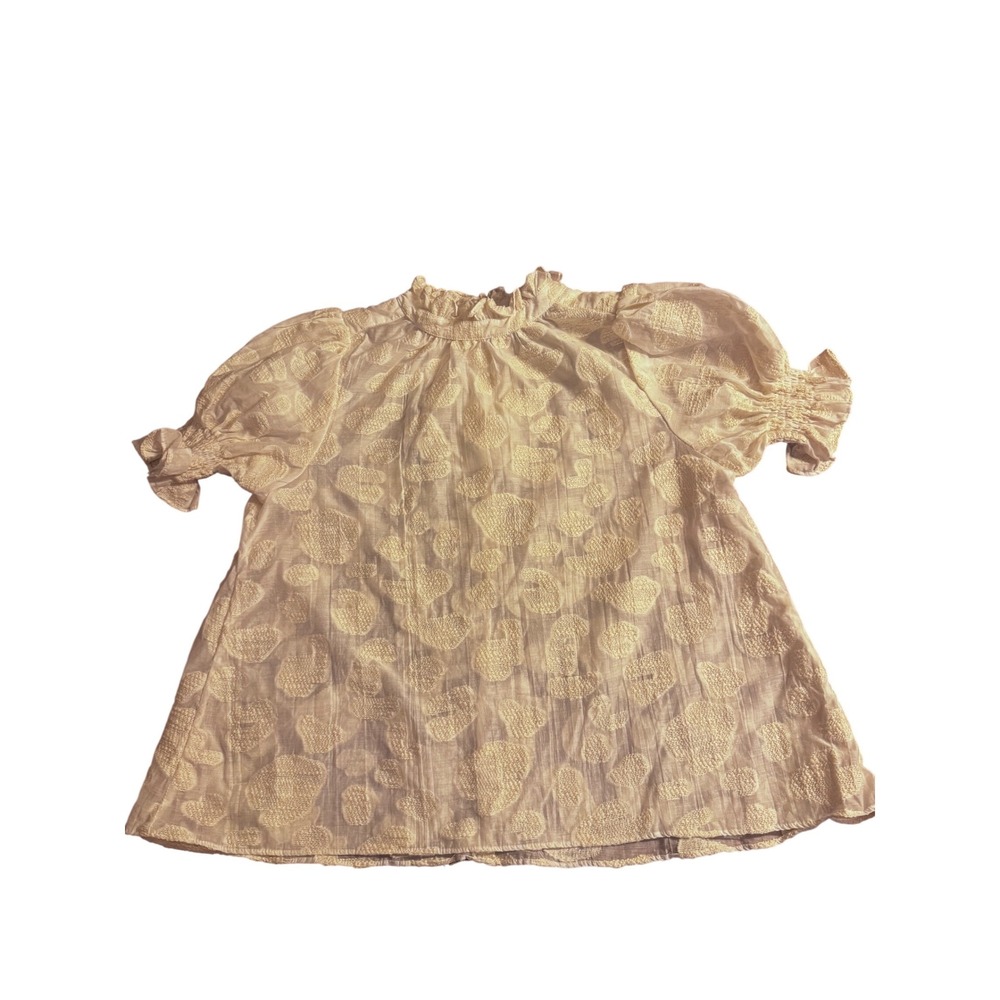 Hunter Bell New York Ivory Puff Sleeve Blouse Size Lge Cottagecore Coquette - Picture 1 of 7